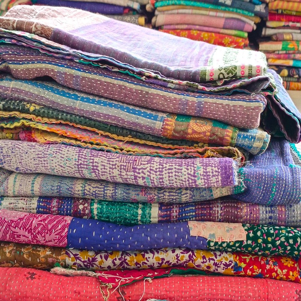 Vintage Kantha Quilts Handmade Bedspread Patchwork Blanket Wholesale Lot- 10